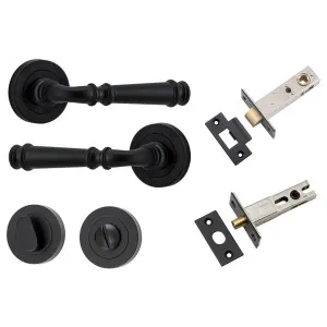 Verona Lever Round Rose Privacy Kit w Separate Privacy Turn Matt Black by Iver, a Door Hardware for sale on Style Sourcebook