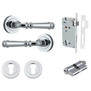 Verona Lever Round Rose Entrance Kit w Separate High Security Lock Polished Chrome by Iver, a Door Hardware for sale on Style Sourcebook