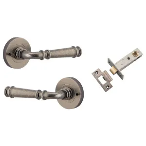 Verona Lever Round Rose (Inbuilt Privacy) Distressed Nickel by Iver, a Door Hardware for sale on Style Sourcebook