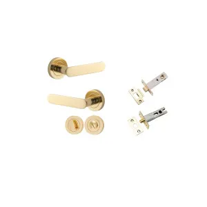 Bronte Lever Round Rose Privacy Kit w Separate Privacy Turn Polished Brass by Iver, a Door Hardware for sale on Style Sourcebook