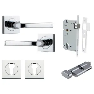 Annecy Lever Square Rose Entrance Kit w Separate High Security Lock Polished Chrome by Iver, a Door Hardware for sale on Style Sourcebook