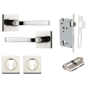 Annecy Lever Square Rose Entrance Kit w Separate High Security Lock Polished Nickel by Iver, a Door Hardware for sale on Style Sourcebook