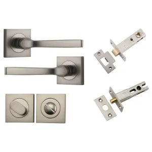 Annecy Lever Square Rose Privacy Kit w Separate Privacy Turn Satin Nickel by Iver, a Door Hardware for sale on Style Sourcebook