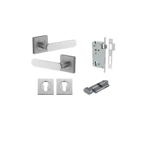 Bronte Lever Square Rose Entrance Kit w High Security Lock Brushed Chrome by Iver, a Door Hardware for sale on Style Sourcebook