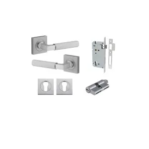 Brunswick Lever Square Rose Entrance Kit w High Security Lock Brushed Chrome by Iver, a Door Hardware for sale on Style Sourcebook
