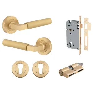 Berlin Lever Round Rose Entrance Kit w High Security Lock Brushed Brass by Iver, a Door Hardware for sale on Style Sourcebook