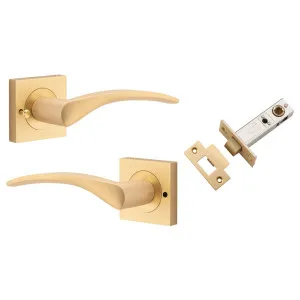 Oxford Lever Square Rose (Inbuilt Privacy) Brushed Brass by Iver, a Door Hardware for sale on Style Sourcebook