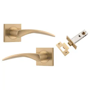 Oxford Lever Square Rose Passage Kit Brushed Brass by Iver, a Door Hardware for sale on Style Sourcebook