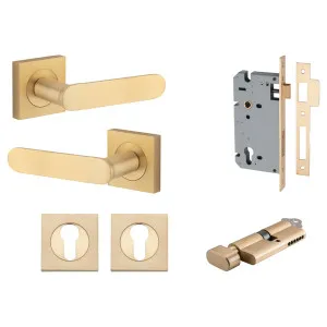 Bronte Lever Square Rose Entrance Kit w High Security Lock Brushed Brass by Iver, a Door Hardware for sale on Style Sourcebook