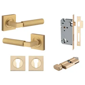 Berlin Lever Square Rose Entrance Kit w High Security Lock Brushed Brass by Iver, a Door Hardware for sale on Style Sourcebook