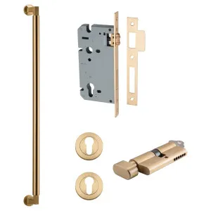 Berlin Pull Handle 600mm Entrance Kit w Separate High Security Lock Brushed Brass by Iver, a Door Hardware for sale on Style Sourcebook