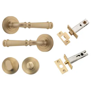Verona Lever Round Rose Privacy Kit with Separate Privacy Turn Brushed Brass by Iver, a Door Hardware for sale on Style Sourcebook