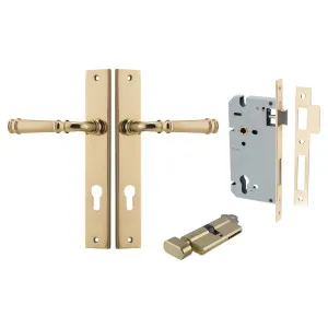 Verona Lever Rectangular Backplate Entrance Kit w High Security Lock Polished Brass by Iver, a Door Hardware for sale on Style Sourcebook
