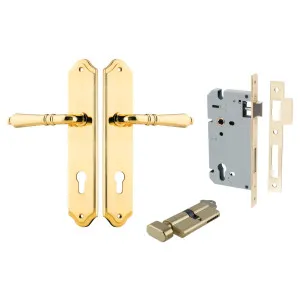 Sarlat Lever Shouldered Backplate Entrance Kit w High Security Lock Polished Brass by Iver, a Door Hardware for sale on Style Sourcebook
