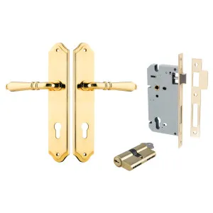 Sarlat Lever Shouldered Backplate Entrance Kit w High Security Lock Polished Brass by Iver, a Door Hardware for sale on Style Sourcebook