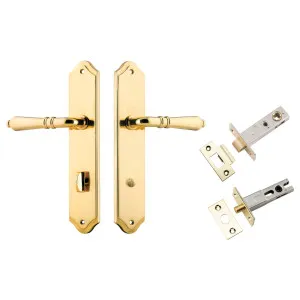 Sarlat Lever Shouldered Backplate Privacy Kit w Privacy Turn Polished Brass by Iver, a Door Hardware for sale on Style Sourcebook