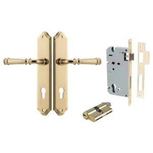Verona Lever Shouldered Backplate Entrance Kit w High Security Lock Polished Brass by Iver, a Door Hardware for sale on Style Sourcebook