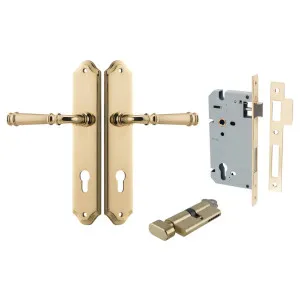 Verona Lever Shouldered Backplate Entrance Kit w High Security Lock Polished Brass by Iver, a Door Hardware for sale on Style Sourcebook