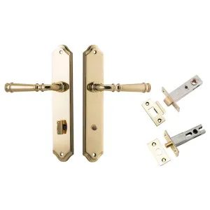Verona Lever Shouldered Backplate Privacy Kit w Privacy Turn Polished Brass by Iver, a Door Hardware for sale on Style Sourcebook