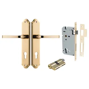 Annecy Lever Shouldered Backplate Entrance Kit w High Security Lock Polished Brass by Iver, a Door Hardware for sale on Style Sourcebook