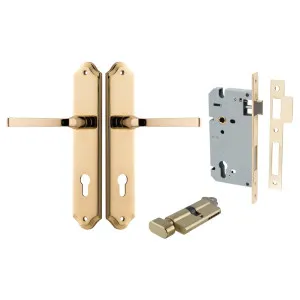 Annecy Lever Shouldered Backplate Entrance Kit w High Security Lock Polished Brass by Iver, a Door Hardware for sale on Style Sourcebook