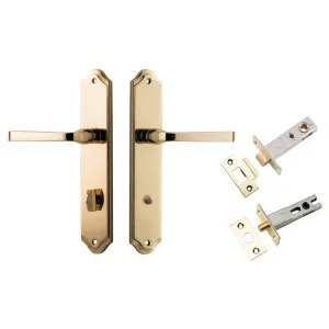 Annecy Lever Shouldered Backplate Privacy Kit w Privacy Turn Polished Brass by Iver, a Door Hardware for sale on Style Sourcebook