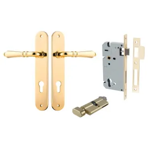Sarlat Lever Oval Backplate Entrance Kit w High Security Lock Polished Brass by Iver, a Door Hardware for sale on Style Sourcebook