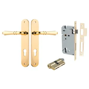 Sarlat Lever Oval Backplate Entrance Kit w High Security Lock Polished Brass by Iver, a Door Hardware for sale on Style Sourcebook