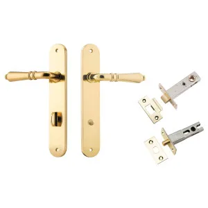 Sarlat Lever Oval Backplate Privacy Kit w Privacy Turn Polished Brass by Iver, a Door Hardware for sale on Style Sourcebook