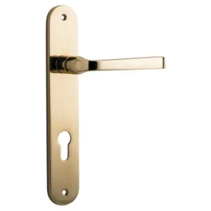 Annecy Lever Oval Backplate Polished Brass by Iver, a Door Hardware for sale on Style Sourcebook
