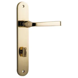 Annecy Lever Oval Backplate Polished Brass by Iver, a Door Hardware for sale on Style Sourcebook