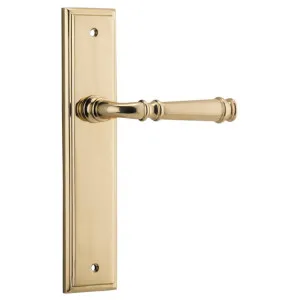 Verona Lever Stepped Backplate Polished Brass by Iver, a Door Hardware for sale on Style Sourcebook