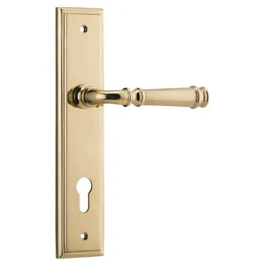 Verona Lever Stepped Backplate Polished Brass by Iver, a Door Hardware for sale on Style Sourcebook