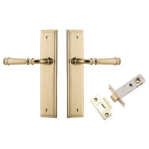 Verona Lever Stepped Backplate Passage Kit Polished Brass by Iver, a Door Hardware for sale on Style Sourcebook