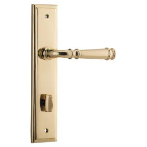 Verona Lever Stepped Backplate Polished Brass by Iver, a Door Hardware for sale on Style Sourcebook