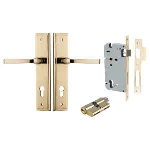 Annecy Lever Stepped Backplate Entrance Kit w High Security Lock Polished Brass by Iver, a Door Hardware for sale on Style Sourcebook