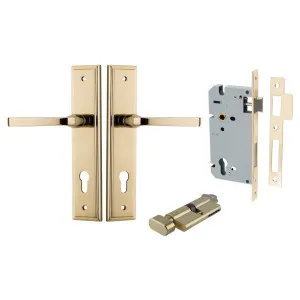 Annecy Lever Stepped Backplate Entrance Kit w High Security Lock Polished Brass by Iver, a Door Hardware for sale on Style Sourcebook