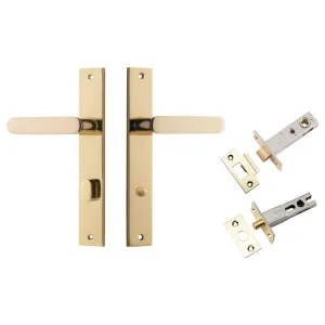 Bronte Lever Rectangular Backplate Privacy Kit w Privacy Turn Polished Brass by Iver, a Door Hardware for sale on Style Sourcebook