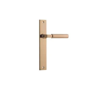 Berlin Lever Polished Brass Rectangular Backplate by Iver, a Door Hardware for sale on Style Sourcebook