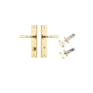 Sarlat Lever Chamfered Backplate Privacy Kit w Privacy Turn Polished Brass by Iver, a Door Hardware for sale on Style Sourcebook