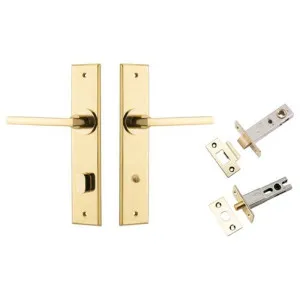 Baltimore Lever Chamfered Backplate Privacy Kit w Privacy Turn Polished Brass by Iver, a Door Hardware for sale on Style Sourcebook