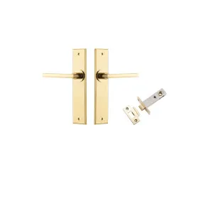 Baltimore Lever Chamfered Backplate Passage Kit Polished Brass by Iver, a Door Hardware for sale on Style Sourcebook