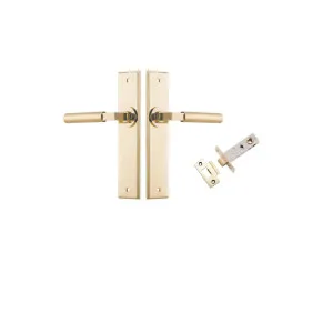 Berlin Lever Chamfered Backplate Passage Kit Polished Brass by Iver, a Door Hardware for sale on Style Sourcebook