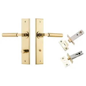 Berlin Lever Chamfered Backplate Privacy Kit Polished Brass by Iver, a Door Hardware for sale on Style Sourcebook