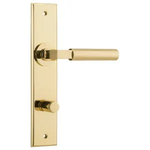 Berlin Lever Polished Brass Chamfered Backplate by Iver, a Door Hardware for sale on Style Sourcebook