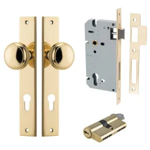 Paddington Knob Rectangular Backplate Entrance Kit w High Security Lock Polished Brass by Iver, a Door Hardware for sale on Style Sourcebook