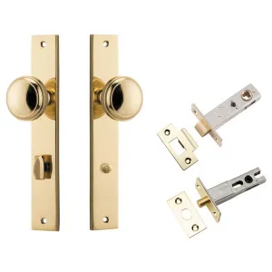 Paddington Knob Rectangular Backplate Privacy Kit w Privacy Turn Polished Brass by Iver, a Door Hardware for sale on Style Sourcebook