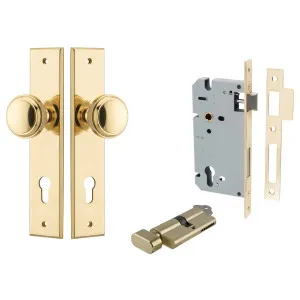 Paddington Knob Chamfered Backplate Entrance Kit w High Security Lock Polished Brass by Iver, a Door Hardware for sale on Style Sourcebook