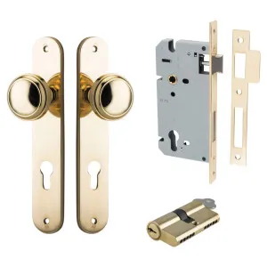 Paddington Knob Oval Backplate Entrance Kit w High Security Lock Polished Brass by Iver, a Door Hardware for sale on Style Sourcebook