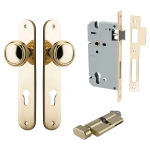 Paddington Knob Oval Backplate Entrance Kit w High Security Lock Polished Brass by Iver, a Door Hardware for sale on Style Sourcebook